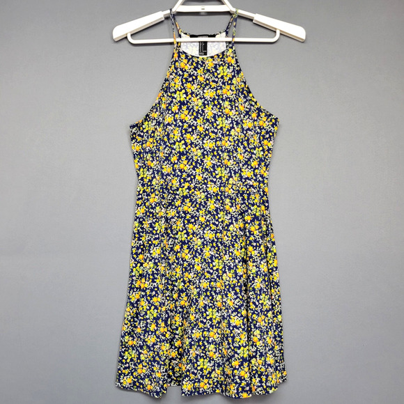 Forever 21 Dress Womens Small Navy Blue Yellow Floral Sleeveless Summer Sundress - Picture 1 of 12